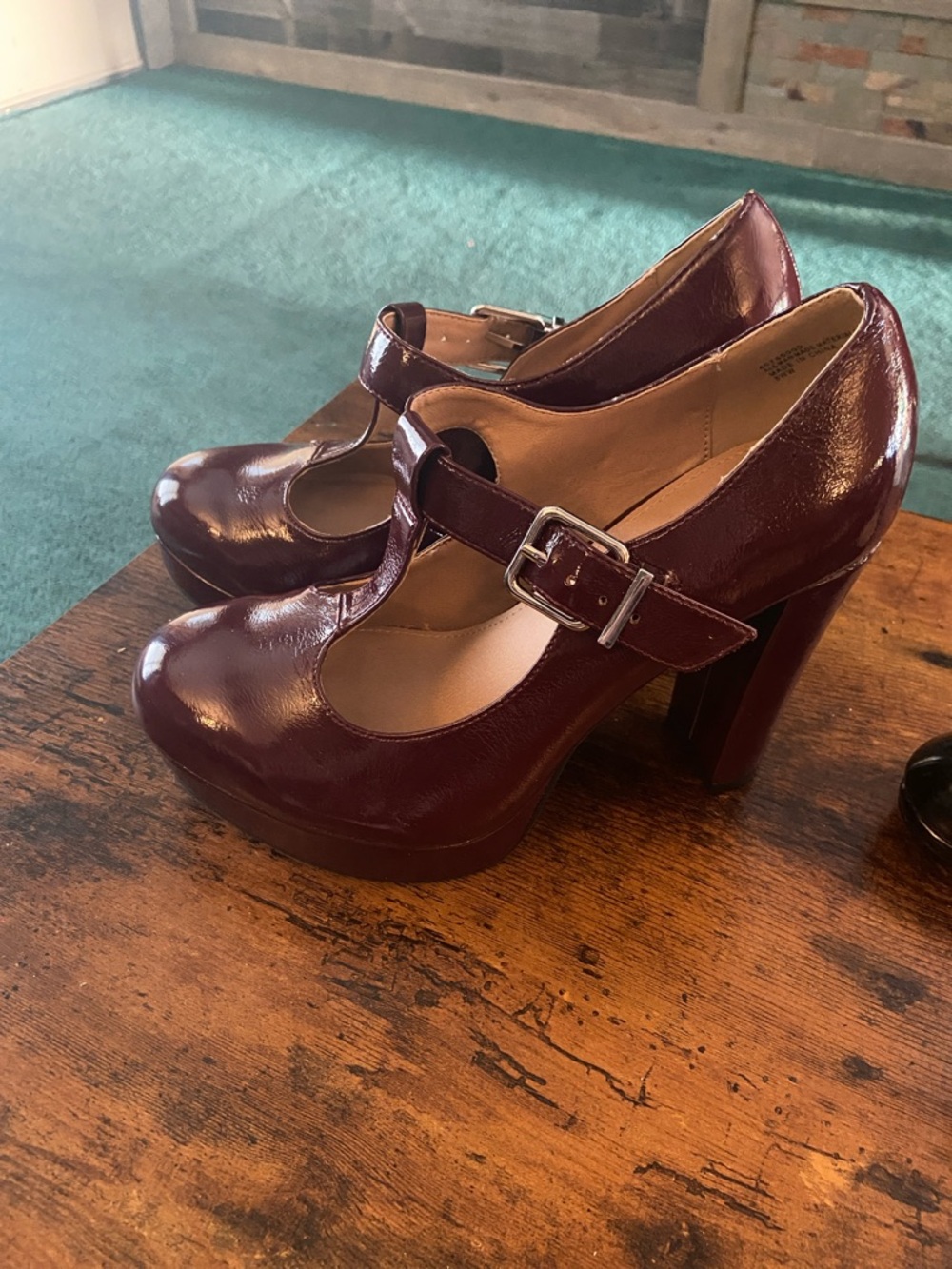 Bundle of 2 pair- Torrid Burgundy Patent Mary Jane Platform Pumps with Buckle